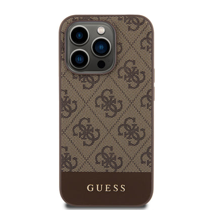 Suojakotelo Apple iPhone 15 Prolle, Guess, 4G Stripe, Ruskea