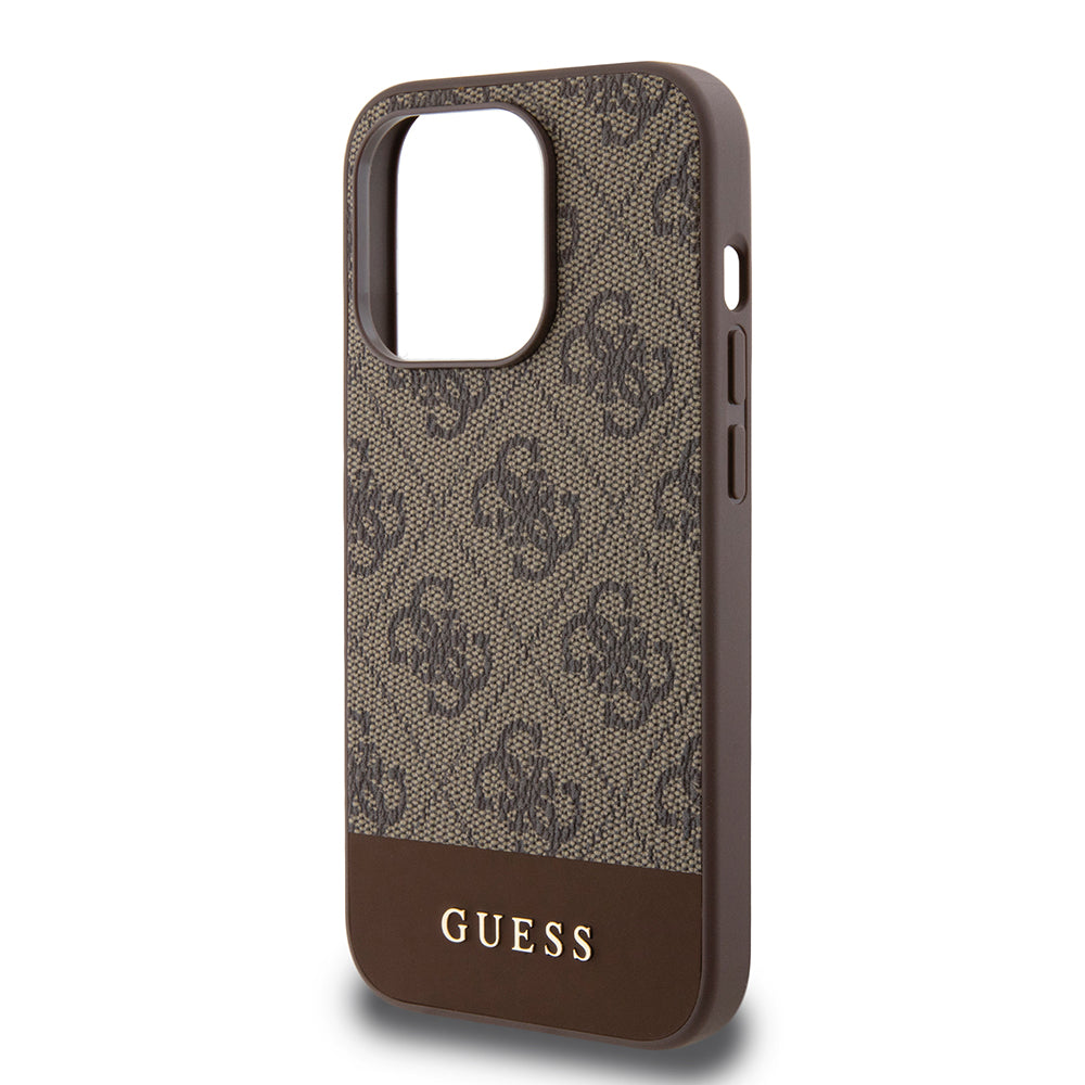 Suojakotelo Apple iPhone 15 Prolle, Guess, 4G Stripe, Ruskea