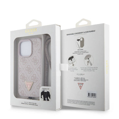 Kotelo Apple iPhone 15 Prolle, Guess, Crossbody 4G Metal Logo, Pinkki