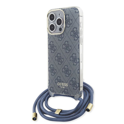 Suojakotelo Apple iPhone 15 Prolle, Guess, Crossbody Cord 4G Print, Sininen
