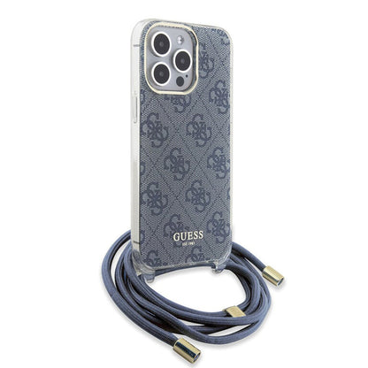 Suojakotelo Apple iPhone 15 Prolle, Guess, Crossbody Cord 4G Print, Sininen