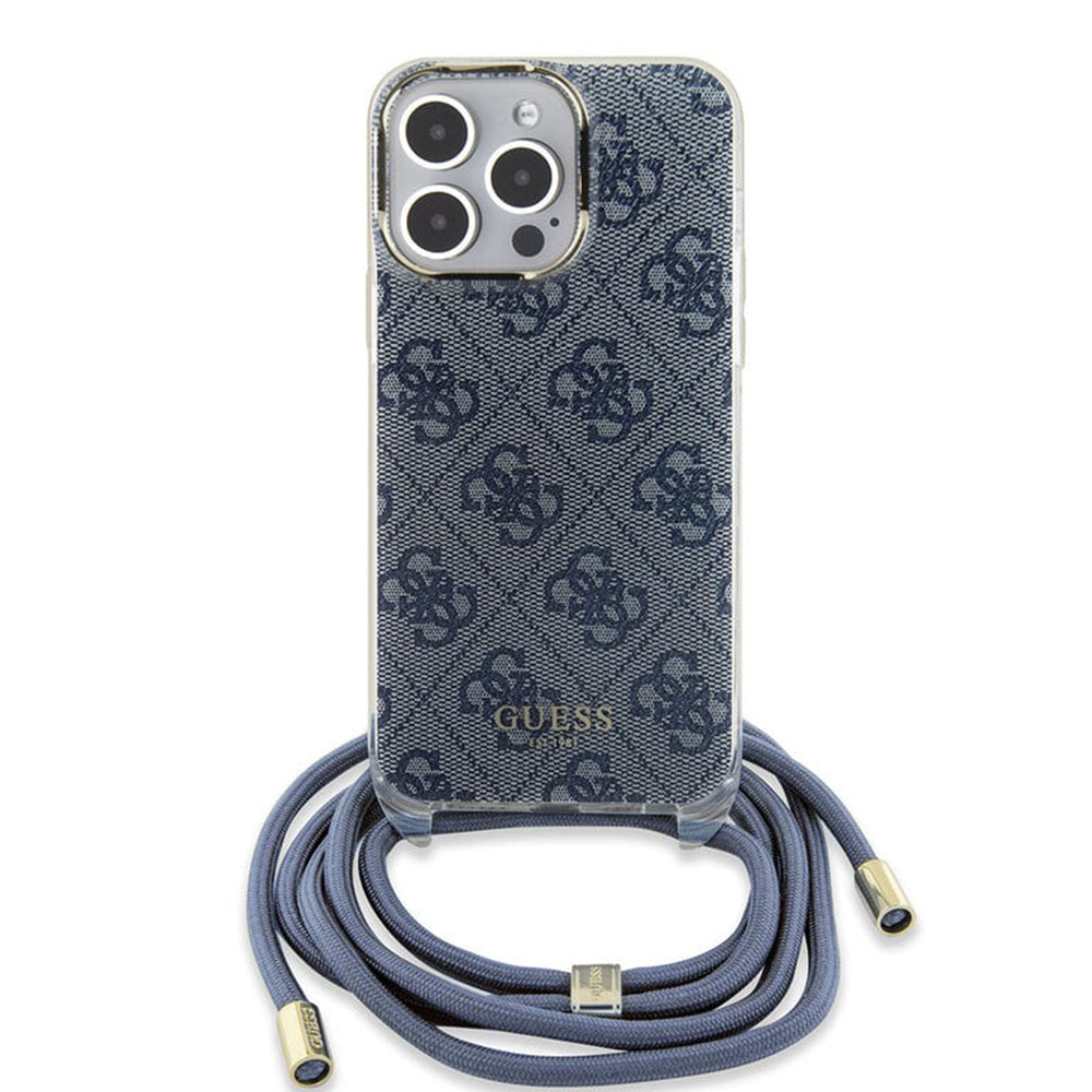 Suojakotelo Apple iPhone 15 Prolle, Guess, Crossbody Cord 4G Print, Sininen