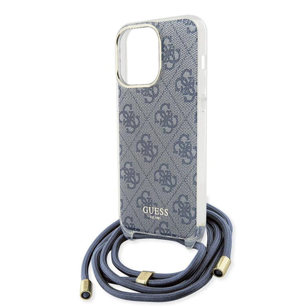 Suojakotelo Apple iPhone 15 Prolle, Guess, Crossbody Cord 4G Print, Sininen
