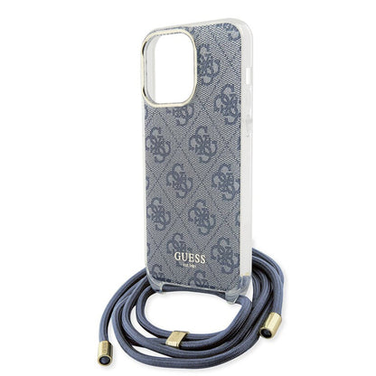 Suojakotelo Apple iPhone 15 Prolle, Guess, Crossbody Cord 4G Print, Sininen