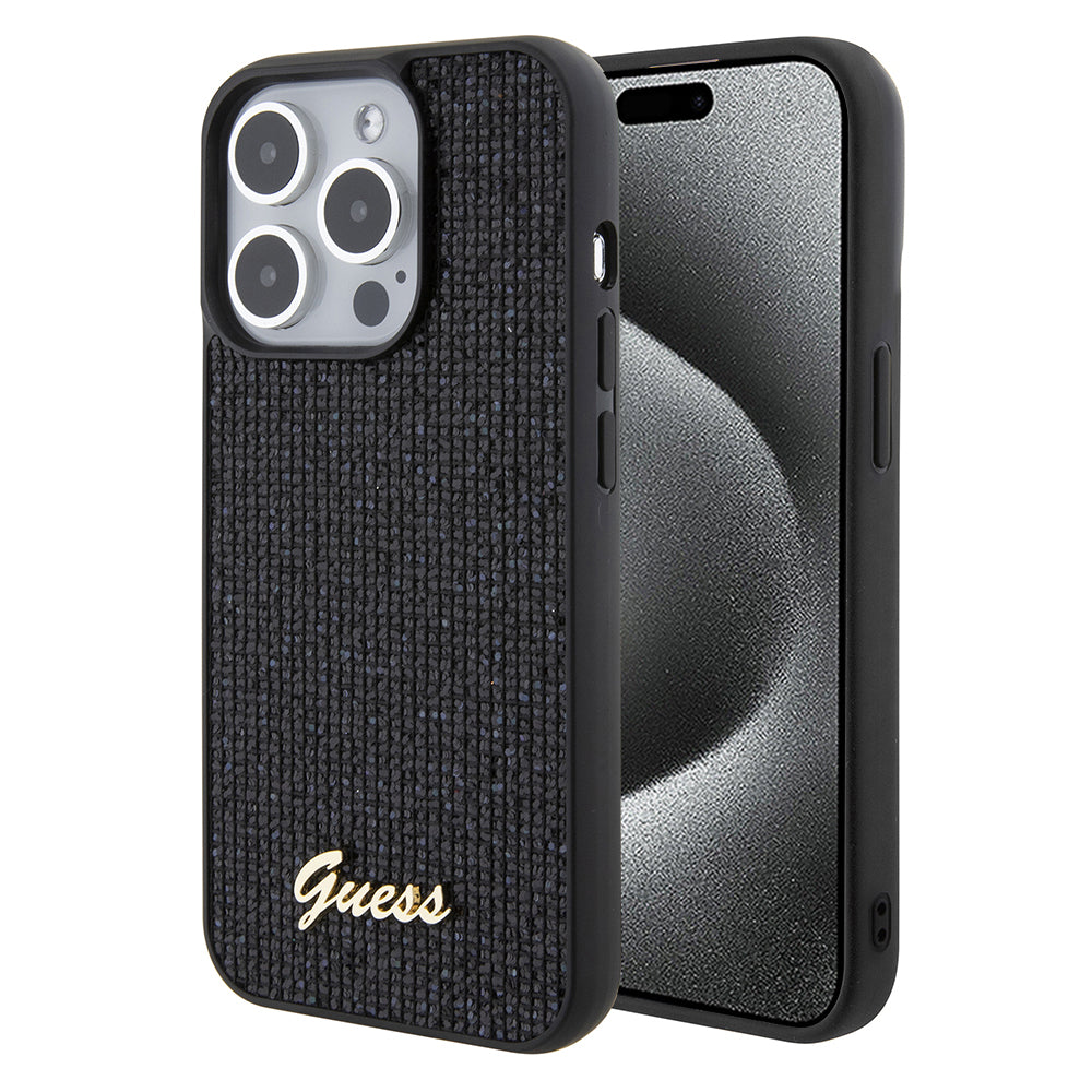 Kotelo Apple iPhone 15 Prolle, Guess, PU Square Mirror Script Logo, Musta GUHCP15LPMSDGSK