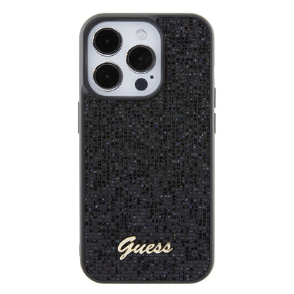 Kotelo Apple iPhone 15 Prolle, Guess, PU Square Mirror Script Logo, Musta GUHCP15LPMSDGSK