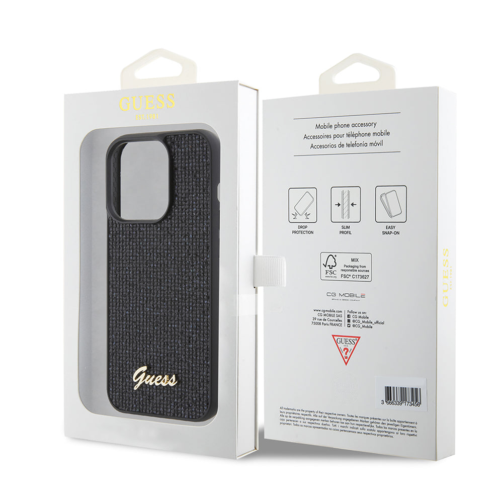 Kotelo Apple iPhone 15 Prolle, Guess, PU Square Mirror Script Logo, Musta GUHCP15LPMSDGSK