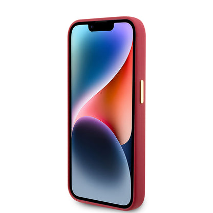 Kotelo Apple iPhone 15 Prolle, Guess, Script Metal Logo & Frame, Punainen
