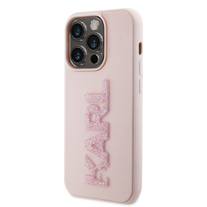 Case for Apple iPhone 15 Pro, Karl Lagerfeld, 3D Rubber Glitter Logo Karl, Pink