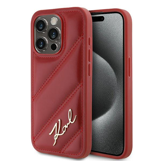 Kotelo Apple iPhone 15 Prolle, Karl Lagerfeld, Diagonal Quilted Script, Rosie