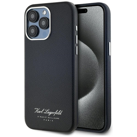 Kotelo Apple iPhone 15 Prolle, Karl Lagerfeld, Grained Hotel RSG, Musta
