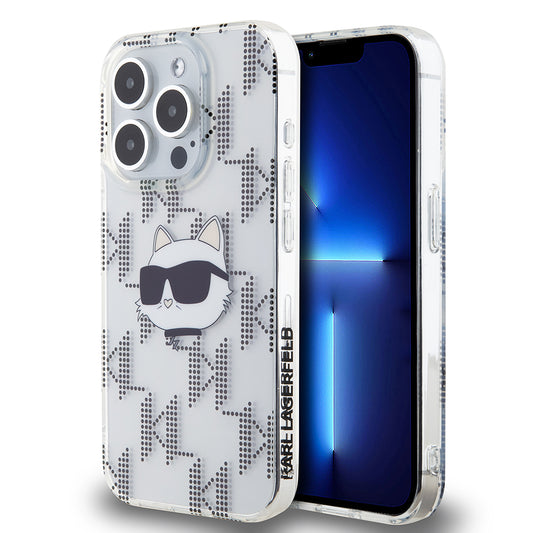 Kotelo Apple iPhone 15 Prolle, Karl Lagerfeld, IML Electroplated Choupette Head, Läpinäkyvä
