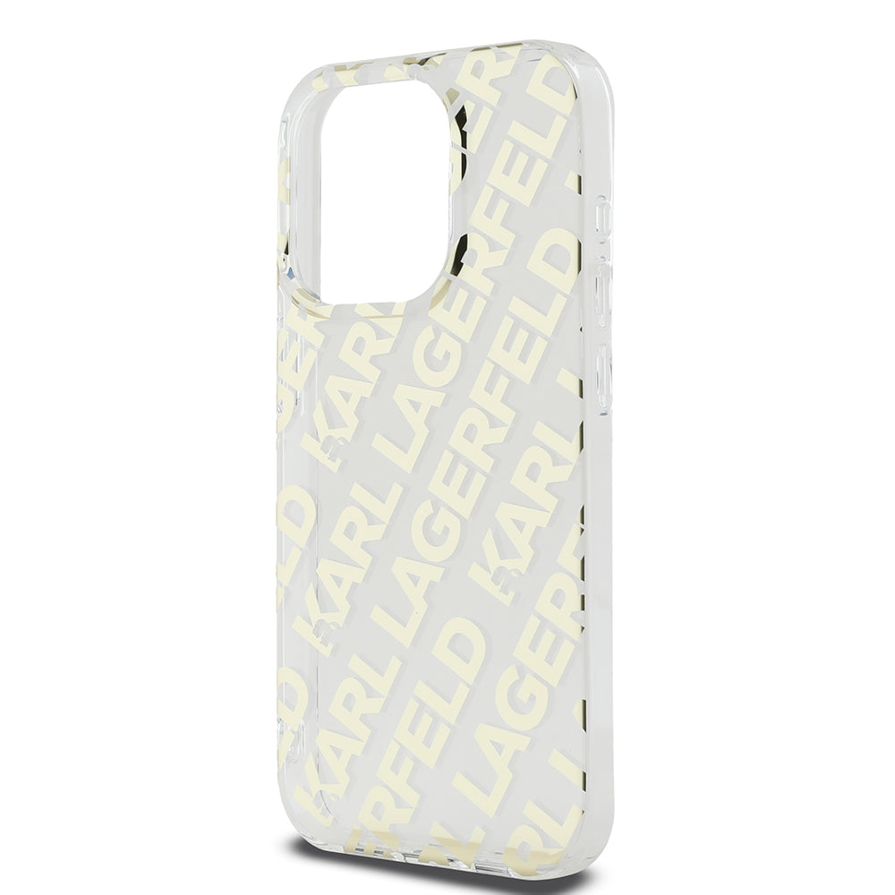 Kotelo Apple iPhone 15 Prolle, Karl Lagerfeld, IML Electroplated Repeated Logo, Kultainen