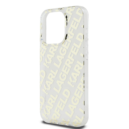 Kotelo Apple iPhone 15 Prolle, Karl Lagerfeld, IML Electroplated Repeated Logo, Kultainen