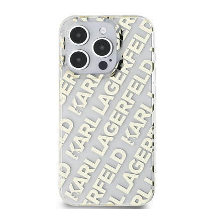 Kotelo Apple iPhone 15 Prolle, Karl Lagerfeld, IML Electroplated Repeated Logo, Kultainen