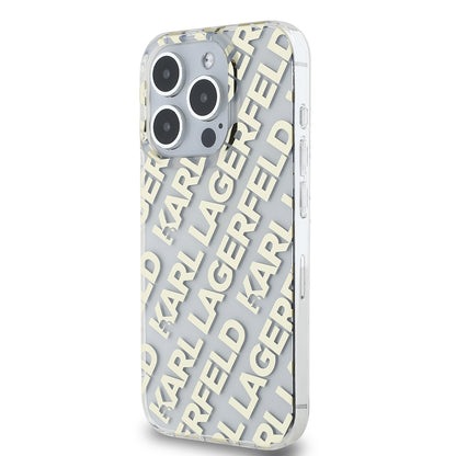 Kotelo Apple iPhone 15 Prolle, Karl Lagerfeld, IML Electroplated Repeated Logo, Kultainen