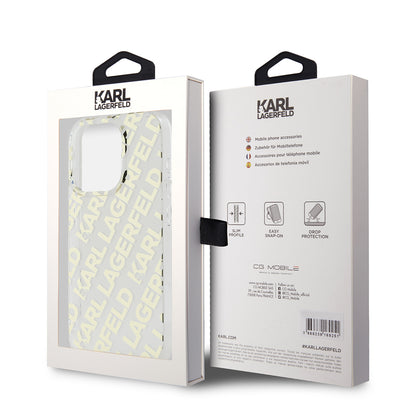 Kotelo Apple iPhone 15 Prolle, Karl Lagerfeld, IML Electroplated Repeated Logo, Kultainen