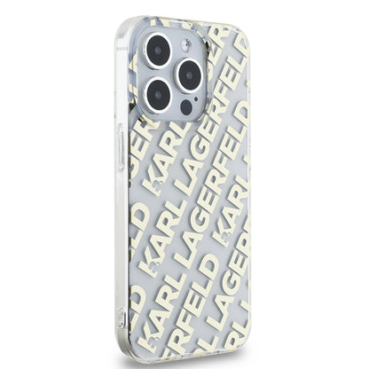 Kotelo Apple iPhone 15 Prolle, Karl Lagerfeld, IML Electroplated Repeated Logo, Kultainen
