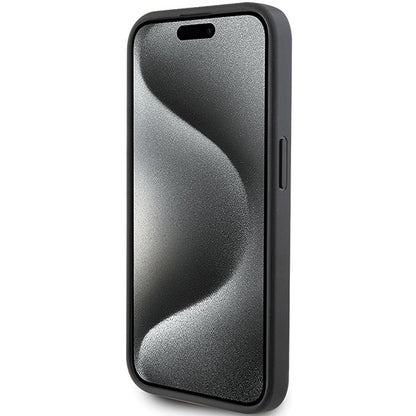 Suojakotelo Apple iPhone 15 Prolle, Karl Lagerfeld, Saffiano Card Slot Metal Karl & Choupette, Musta