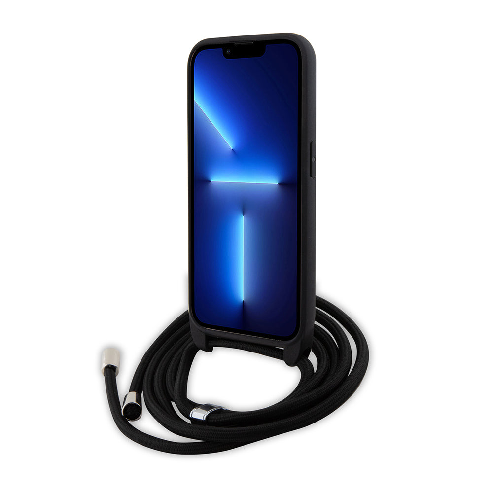 Suojakotelo Apple iPhone 15 Prolle, Karl Lagerfeld, Saffiano Crossbody Monogram Metal Pin Karl, Musta