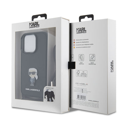 Suojakotelo Apple iPhone 15 Prolle, Karl Lagerfeld, Saffiano Crossbody Monogram Metal Pin Karl, Musta