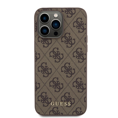 Suojakotelo Apple iPhone 15 Pro Maxille, Guess, 4G Metal Gold Logo, Ruskea