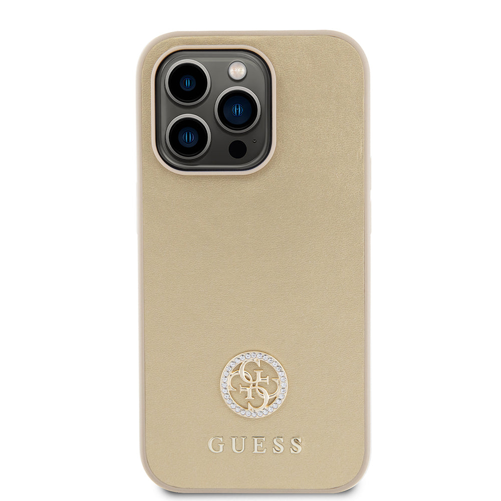 Kotelo Apple iPhone 15 Pro Maxille, Guess, 4G Strass Metal Logo, Kultainen