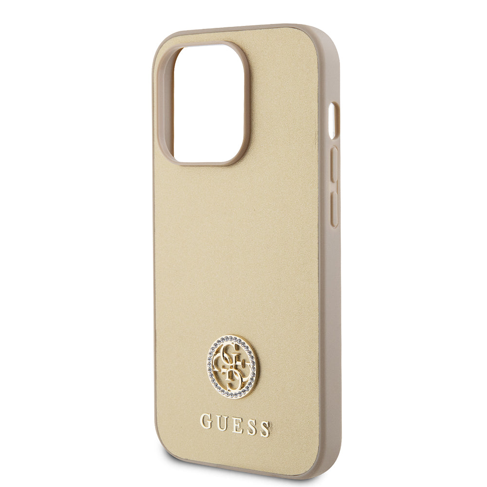 Kotelo Apple iPhone 15 Pro Maxille, Guess, 4G Strass Metal Logo, Kultainen