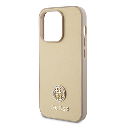 Kotelo Apple iPhone 15 Pro Maxille, Guess, 4G Strass Metal Logo, Kultainen