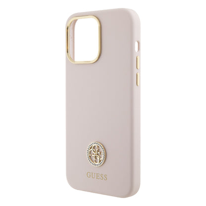 Kotelo Apple iPhone 15 Pro Maxille, Guess, 4G Strass Metal Logo, Pinkki