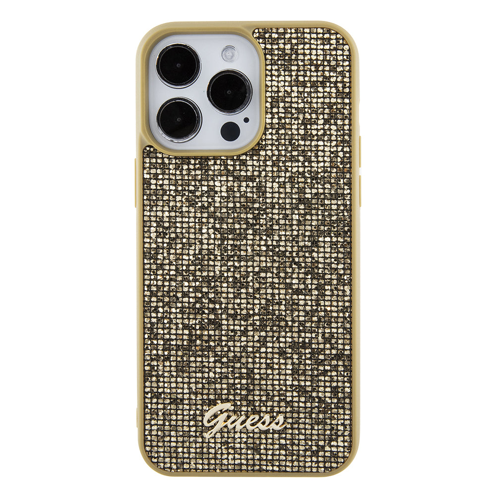 Kotelo Apple iPhone 15 Pro Maxille, Guess, Disco Metal Script, Kultainen