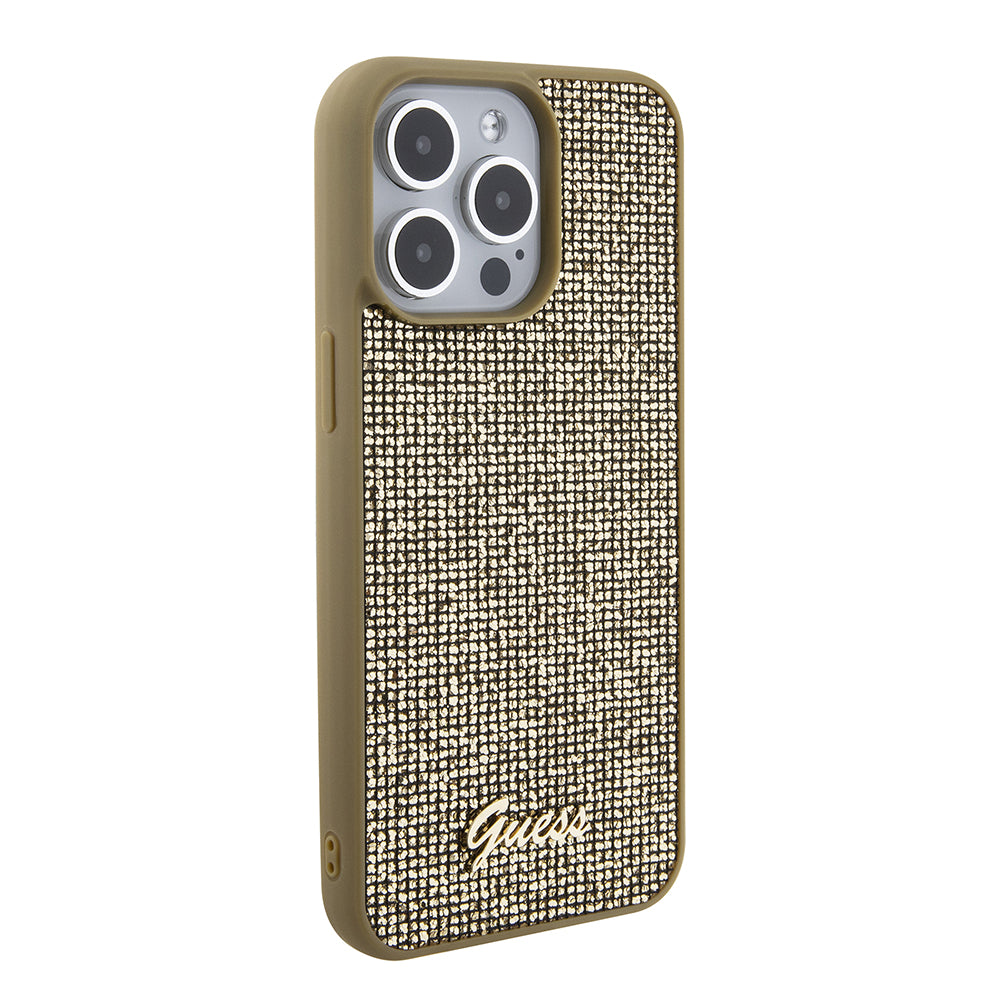 Kotelo Apple iPhone 15 Pro Maxille, Guess, Disco Metal Script, Kultainen