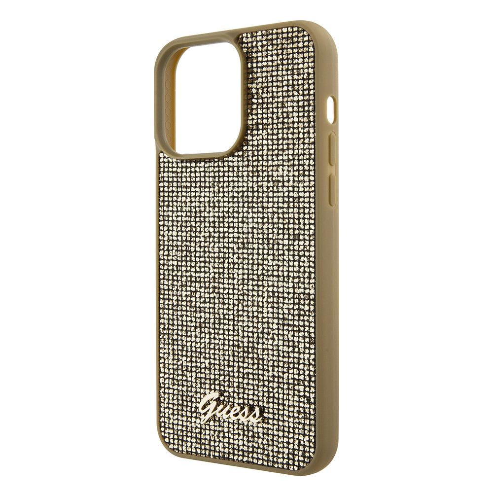 Kotelo Apple iPhone 15 Pro Maxille, Guess, Disco Metal Script, Kultainen