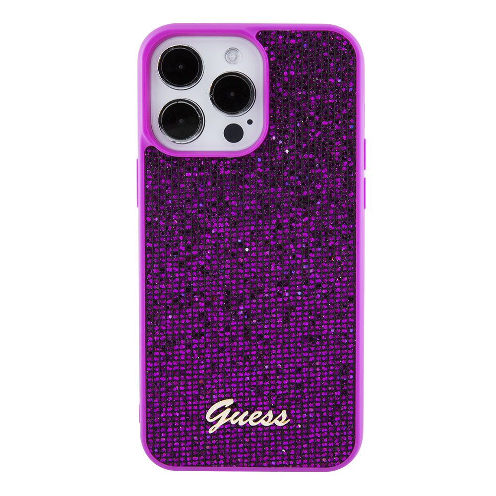 Kotelo Apple iPhone 15 Pro Maxille, Guess, Disco Metal Script, Fuksia