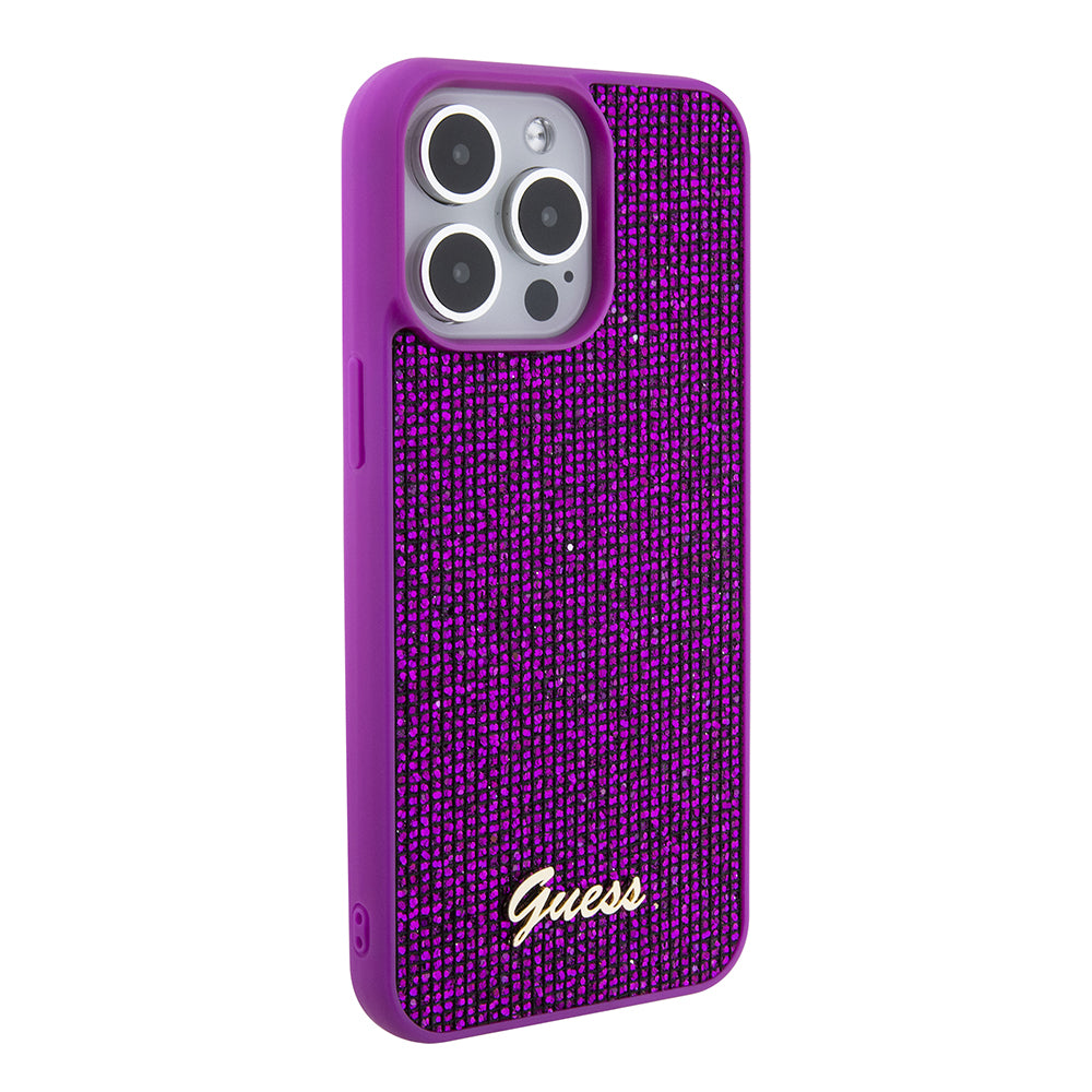 Kotelo Apple iPhone 15 Pro Maxille, Guess, Disco Metal Script, Fuksia