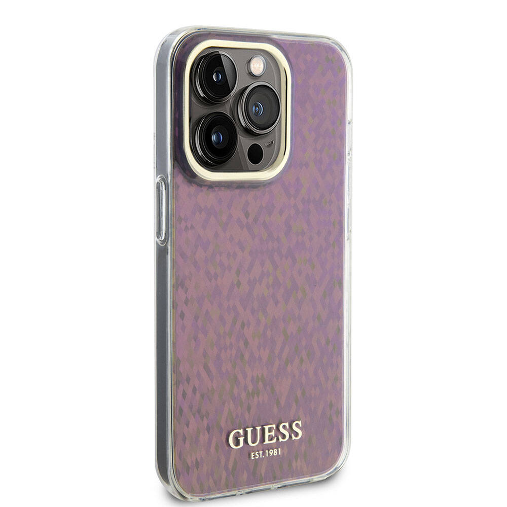 Kotelo Apple iPhone 15 Pro Maxille, Guess, IML Faceted Mirror Disco Iridescent, Pinkki