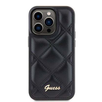 Kotelo Apple iPhone 15 Pro Maxille, Guess, Quilted Metal Logo, Musta