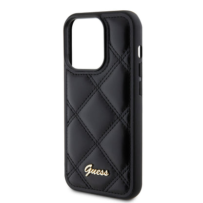 Kotelo Apple iPhone 15 Pro Maxille, Guess, Quilted Metal Logo, Musta