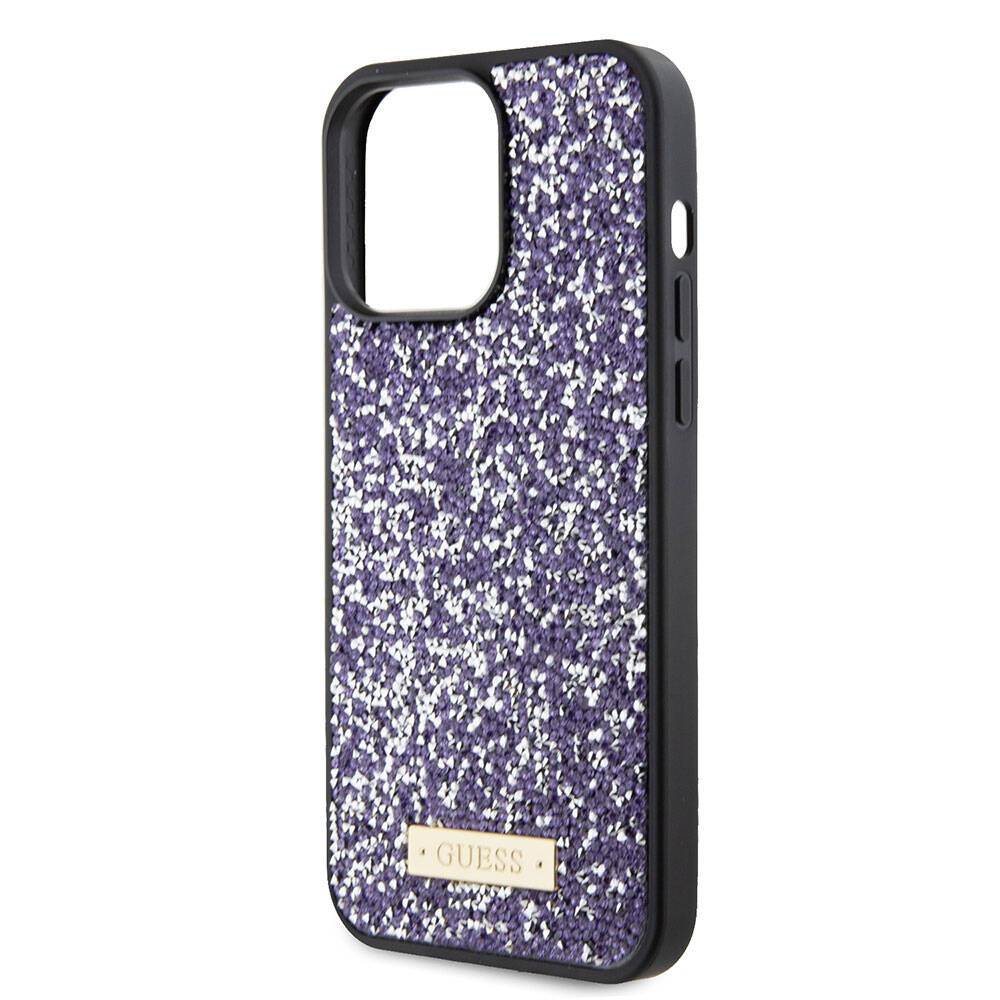 Kotelo Apple iPhone 15 Pro Maxille, Guess, Rhinestone Metal Logo, Violetti