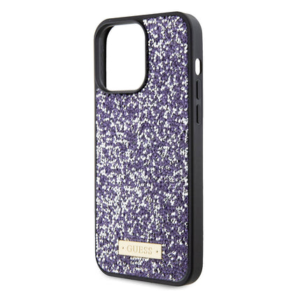 Kotelo Apple iPhone 15 Pro Maxille, Guess, Rhinestone Metal Logo, Violetti