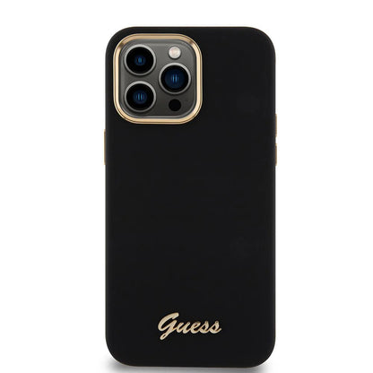 Suojakotelo Apple iPhone 15 Pro Maxille, Guess, Script Metal Logo & Frame, Musta