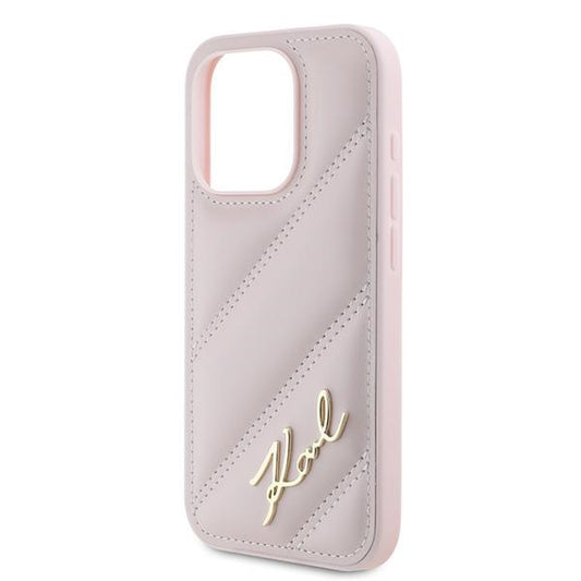 Kotelo Apple iPhone 15 Pro Max:lle, Karl Lagerfeld, Diagonal Quilted Script, Pinkki