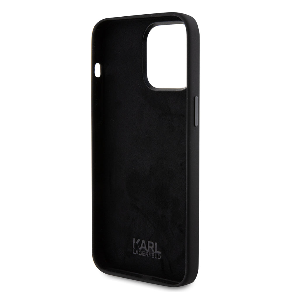 Case for Apple iPhone 15 Pro Max, Karl Lagerfeld, Silicone Karl & Choupette Heads, Black