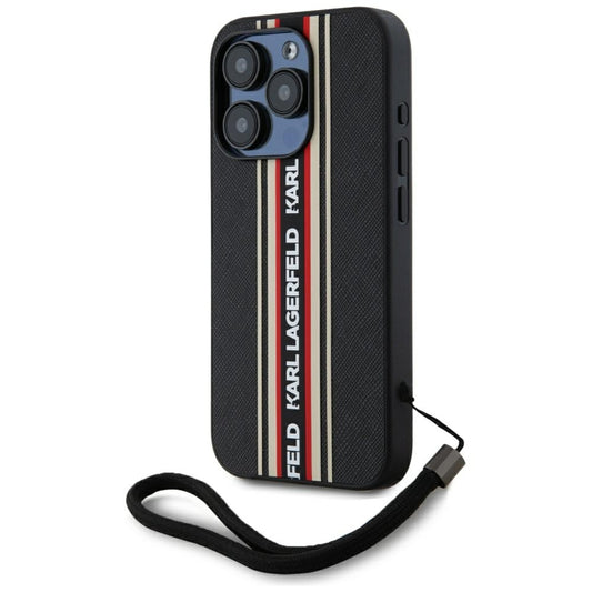 Suojakotelo Apple iPhone 15 Pro Max:lle, Karl Lagerfeld, Saffiano Athleisure Stripes with Strap, Rosie