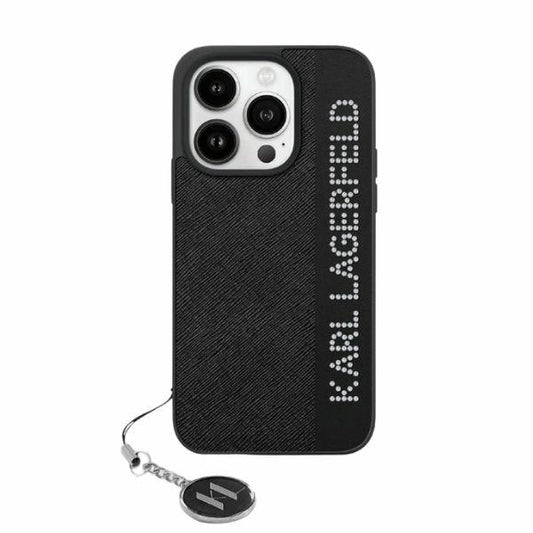 Suojakotelo Apple iPhone 15 Pro Maxille, Karl Lagerfeld, Saffiano Rhinestones & Charm, Musta
