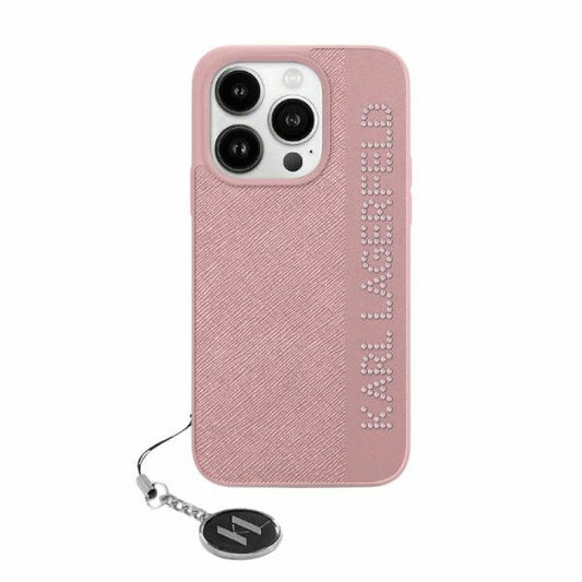 Suojakotelo Apple iPhone 15 Pro Max, Karl Lagerfeld, Saffiano Rhinestones & Charm, Pinkki
