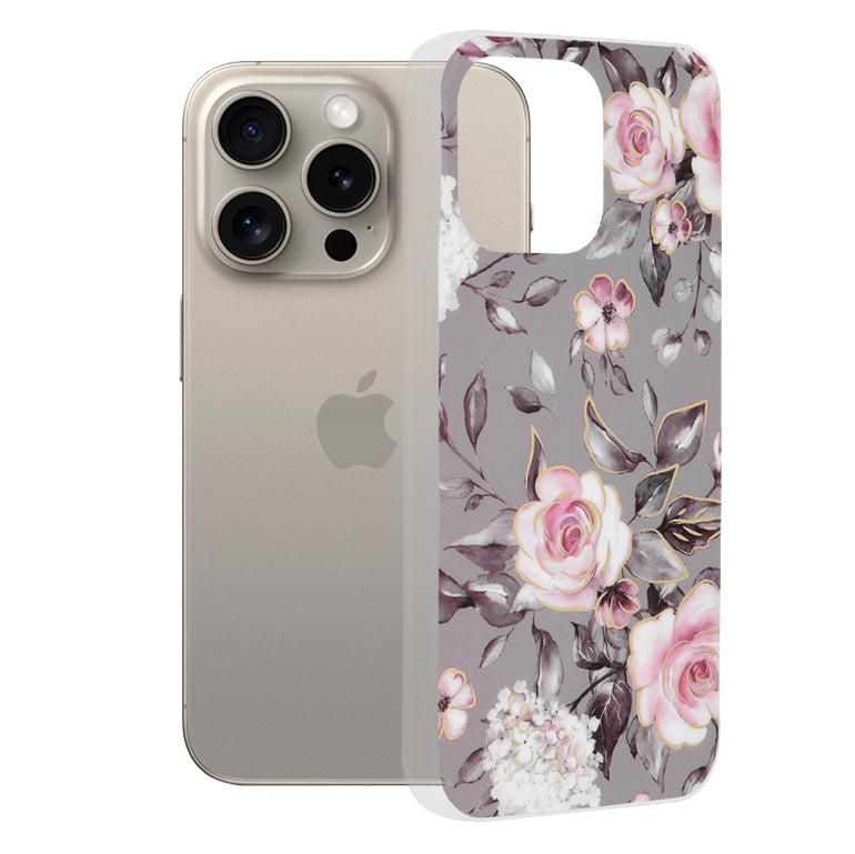 Kuori Apple iPhone 15 Pro Maxille, Techsuit, Marble, Harmaa