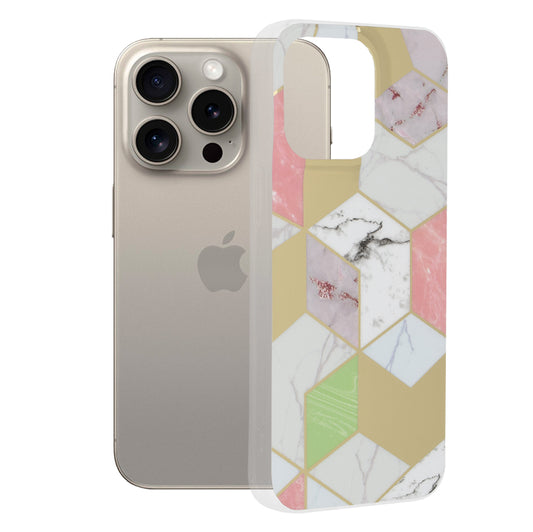 Kuori Apple iPhone 15 Pro Maxille, Techsuit, Marble, Violetti