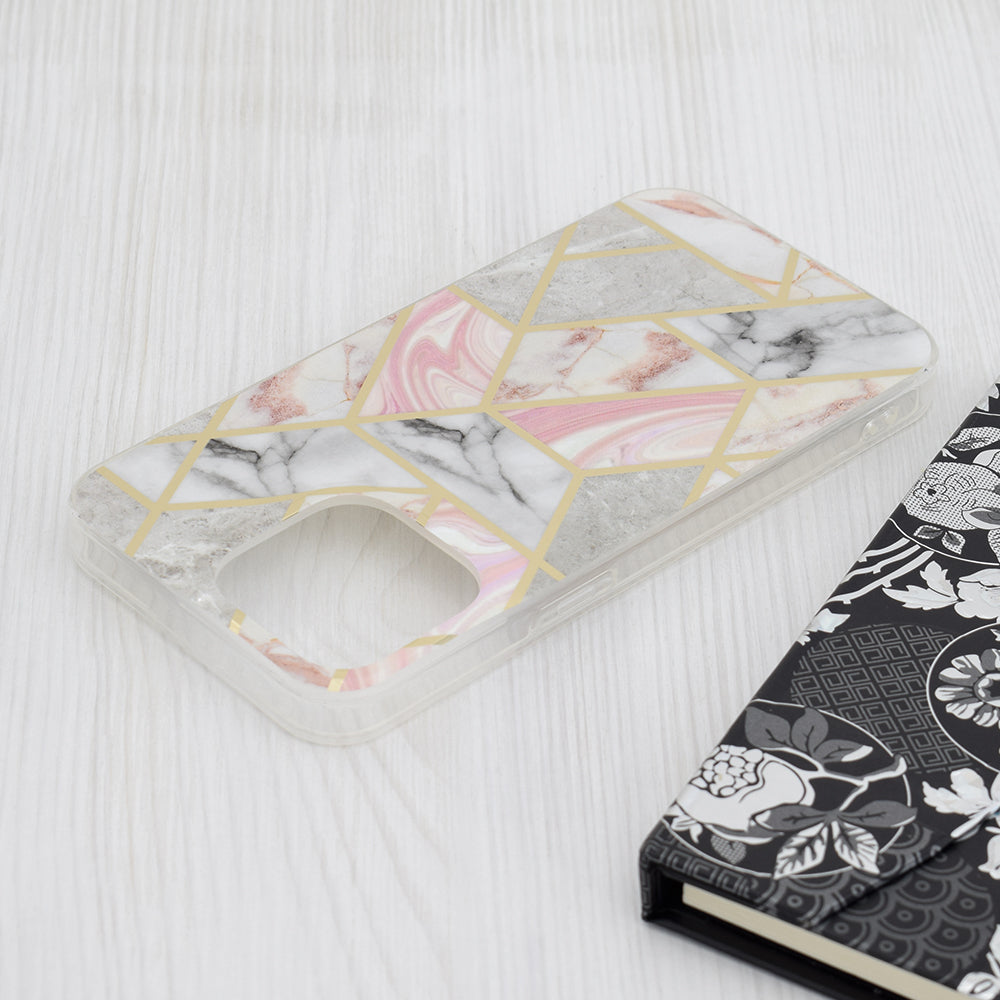 Kuori Apple iPhone 15 Pro Maxille, Techsuit, Marble, Vaaleanpunainen