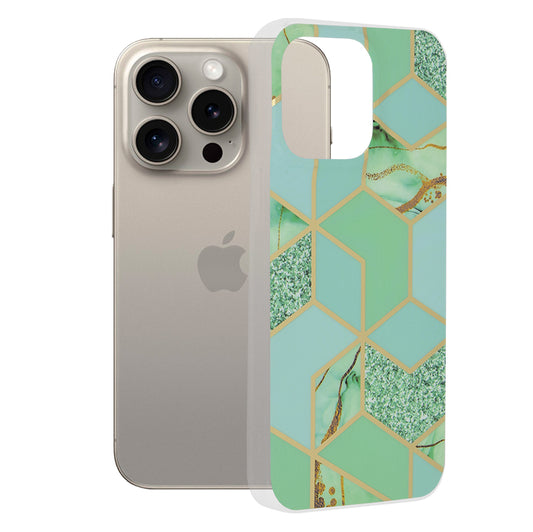 Kuori Apple iPhone 15 Pro Maxille, Techsuit, Marble, Vihreä